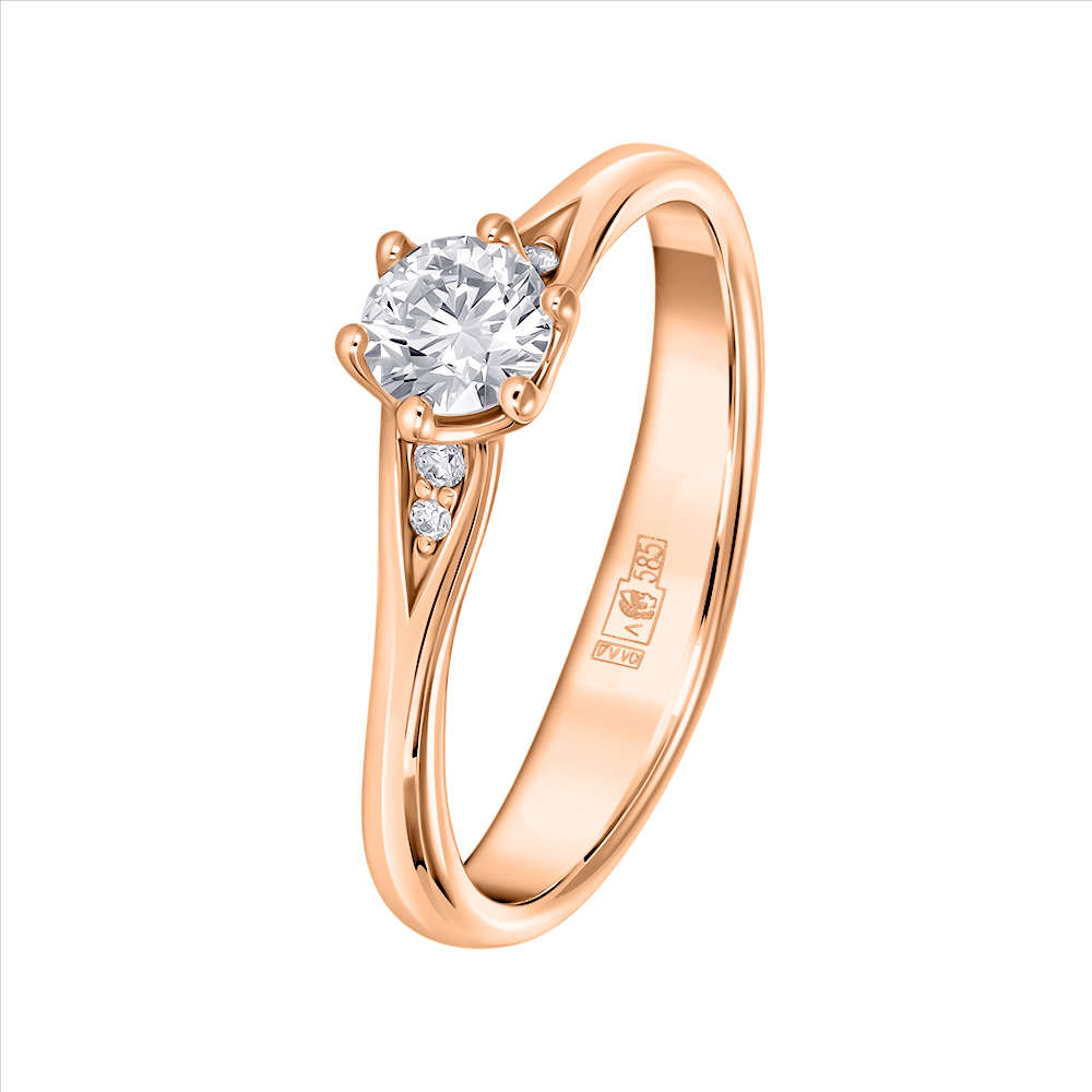 Кольцо из красного золота с бриллиантами 911711Б