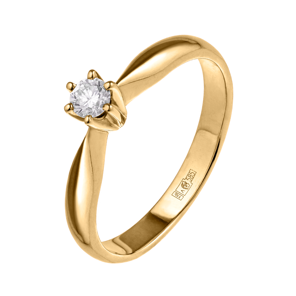 Кольцо из желтого золота с бриллиантом 931248Б