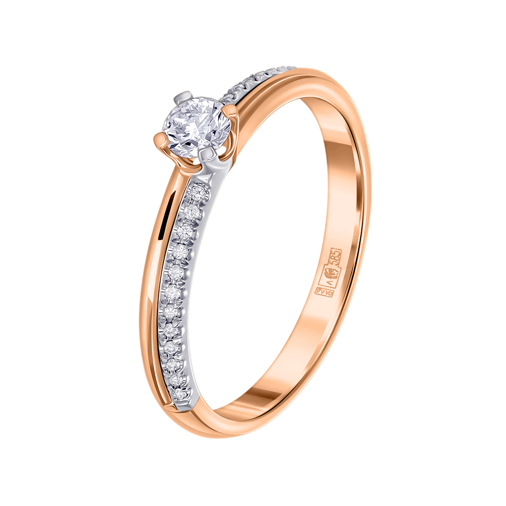 Кольцо из красного золота с бриллиантами 9111128Б