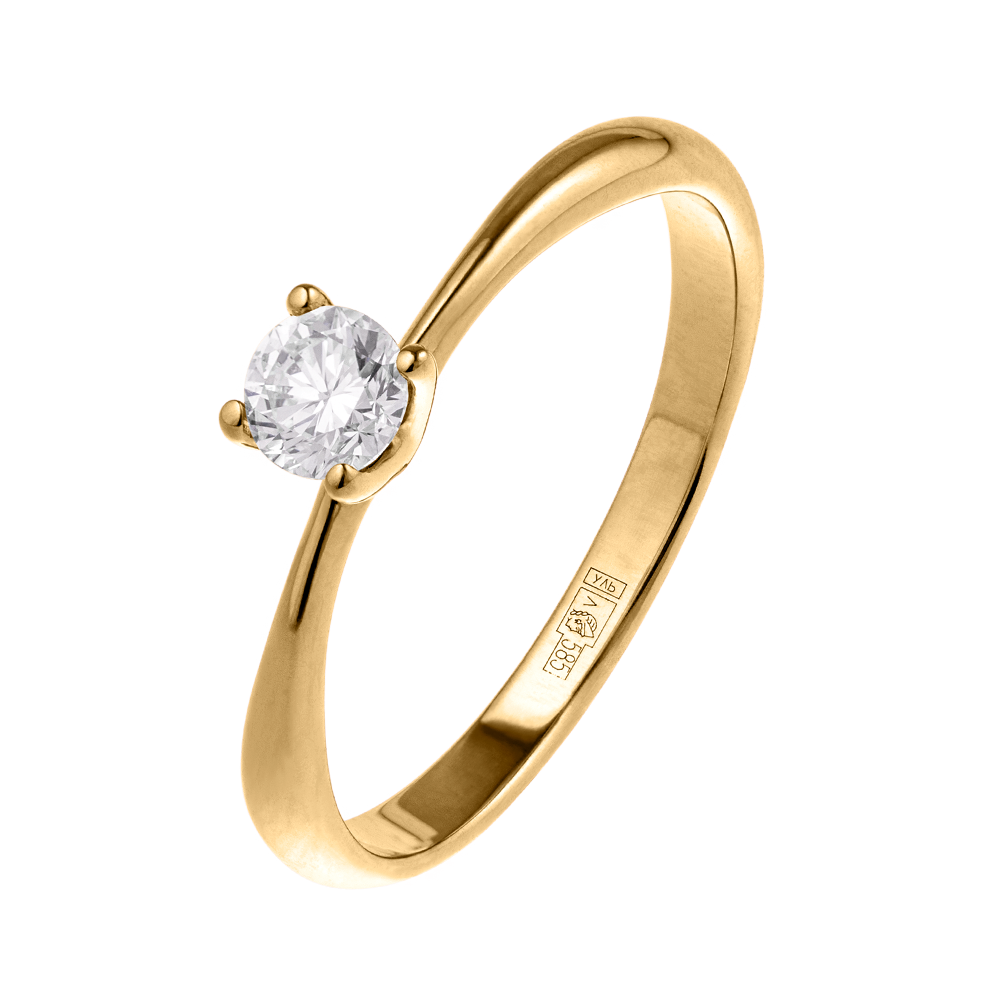 Кольцо из желтого золота с бриллиантом 931251Б