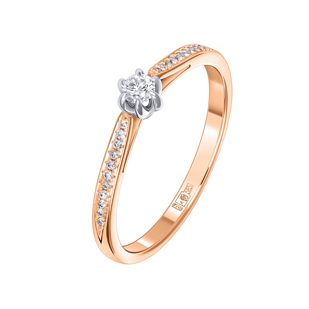 Кольцо из красного золота с бриллиантами 9111001Б