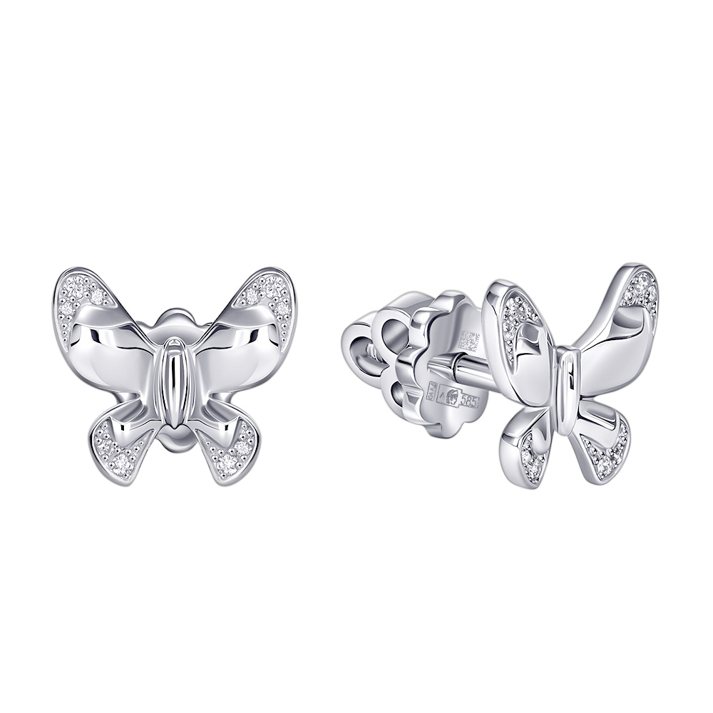 Серьги из белого золота с бриллиантами 9221104Б