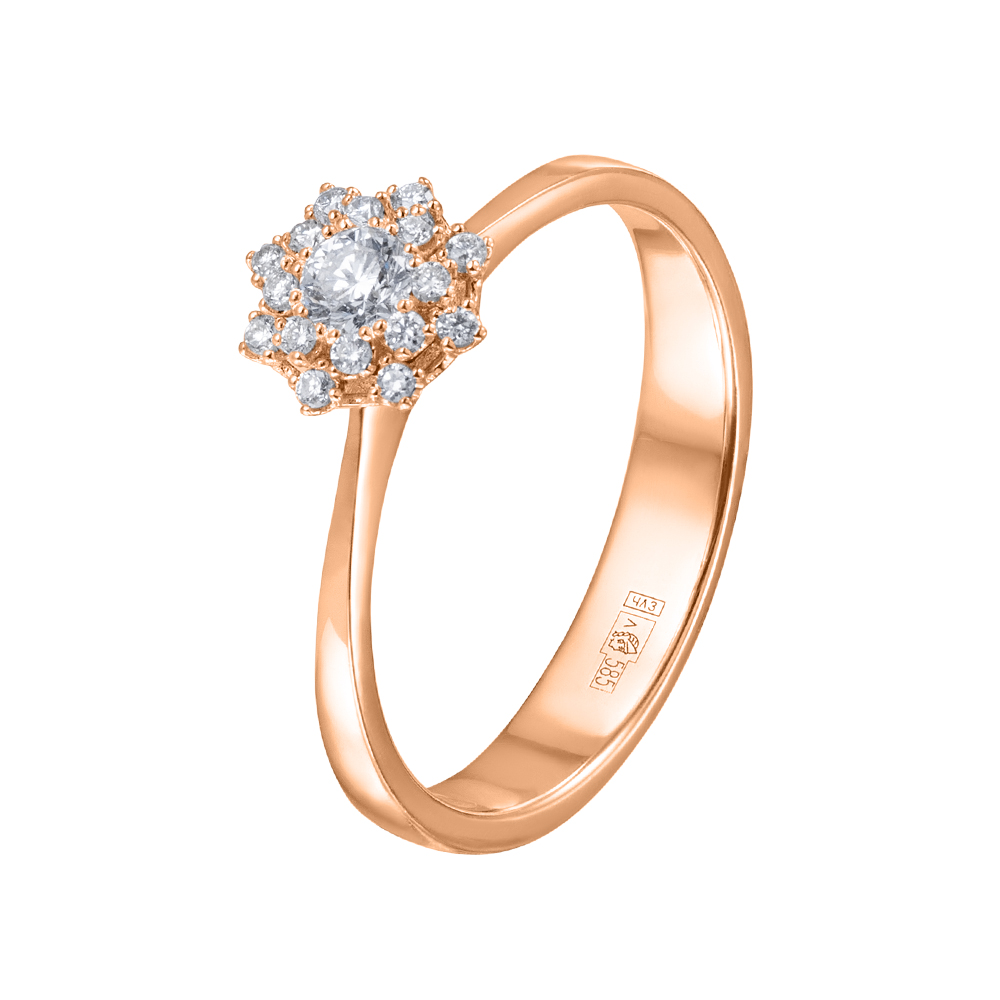 Кольцо из красного золота с бриллиантами 911700-2Б 