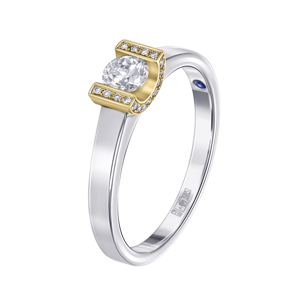 Кольцо из желтого и белого золота с бриллиантами 9211120Б