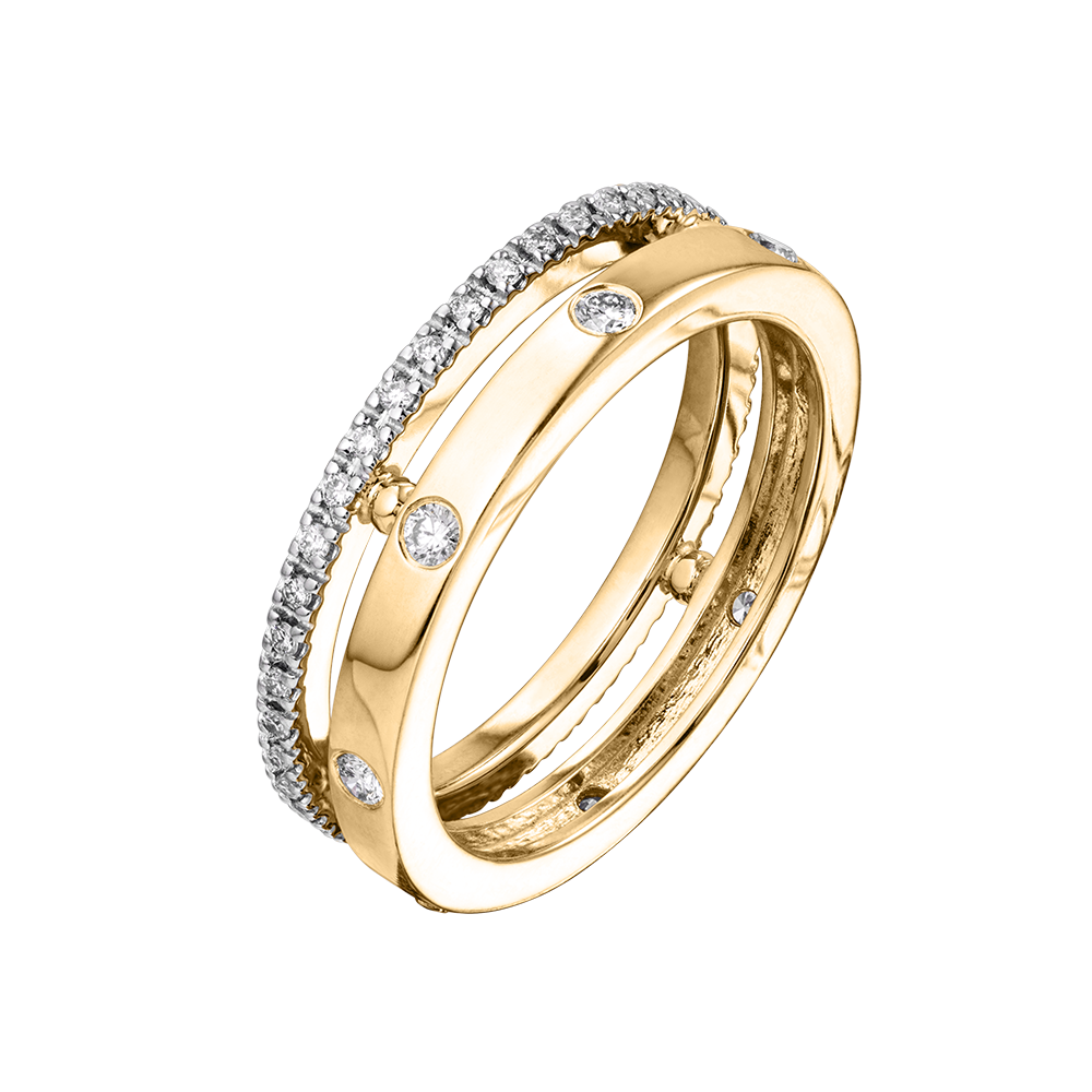 Кольцо двойное с дорожкой бриллиантов 931660Б