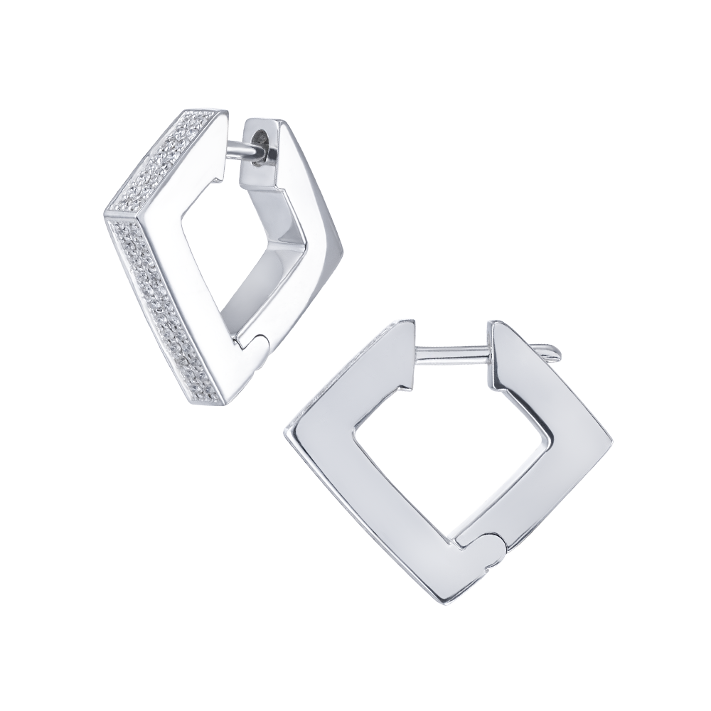 Серьги белое золото 585 пробы с бриллиантами 922747Б