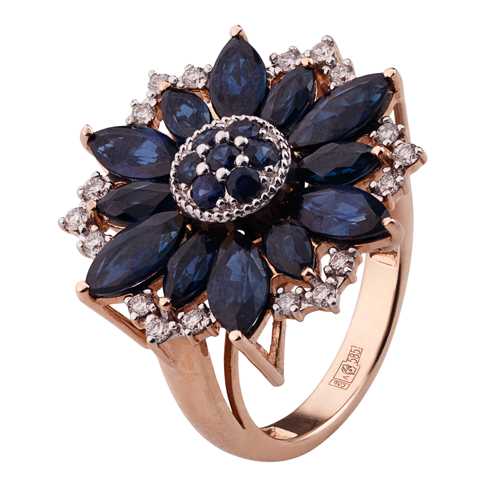 Кольцо из золота с сапфирами 911273С