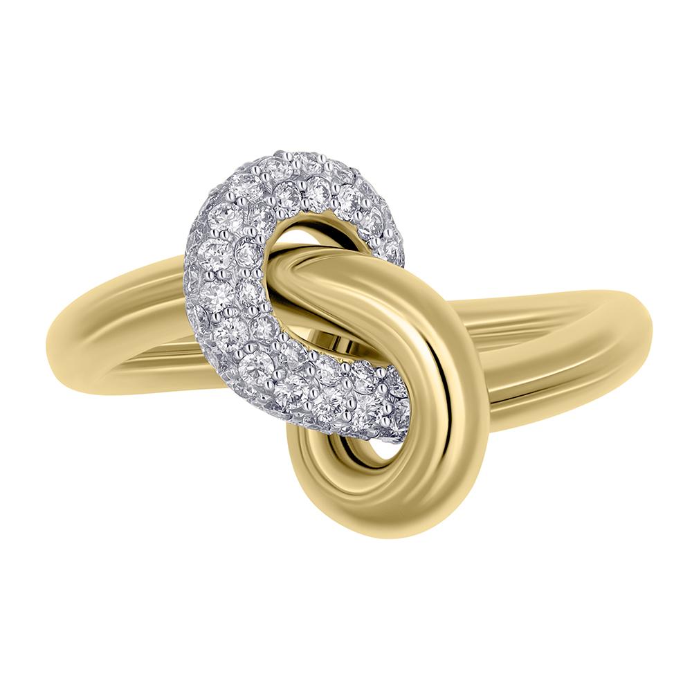 Витое кольцо из желтого золота с бриллиантами 931972Б