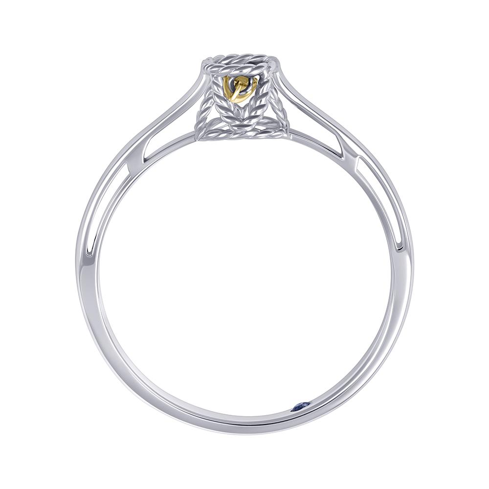 Кольцо из желтого и белого золота с бриллиантом 9211087Б