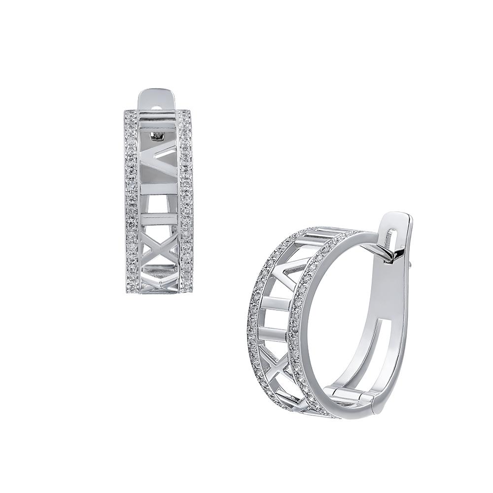 Серьги из белого золота 585 пробы с бриллиантами 922613Б