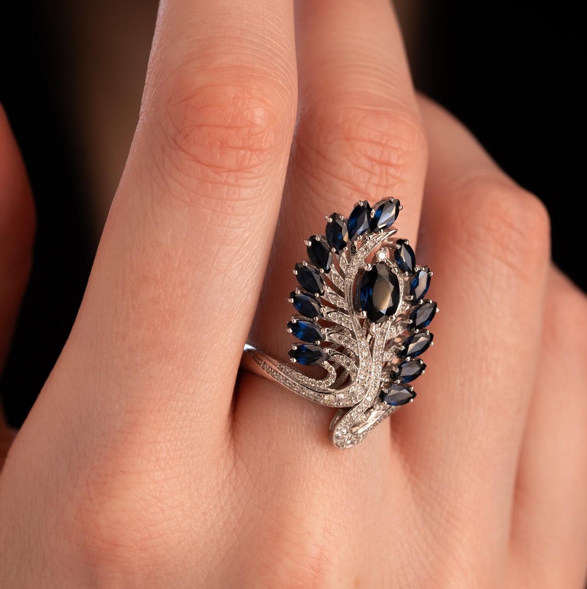 Кольцо с сапфирами и бриллиантами 921908С