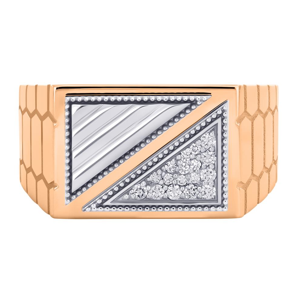 Дизайнерское кольцо из красного и белого золота с бриллиантами 911991Б