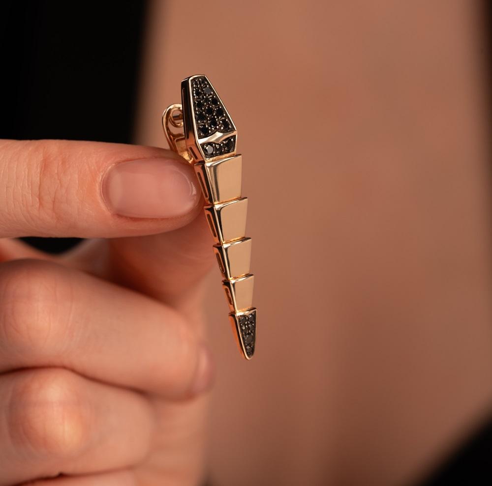 Серьги из красного золота с черными бриллиантами 912598-2ЧБ