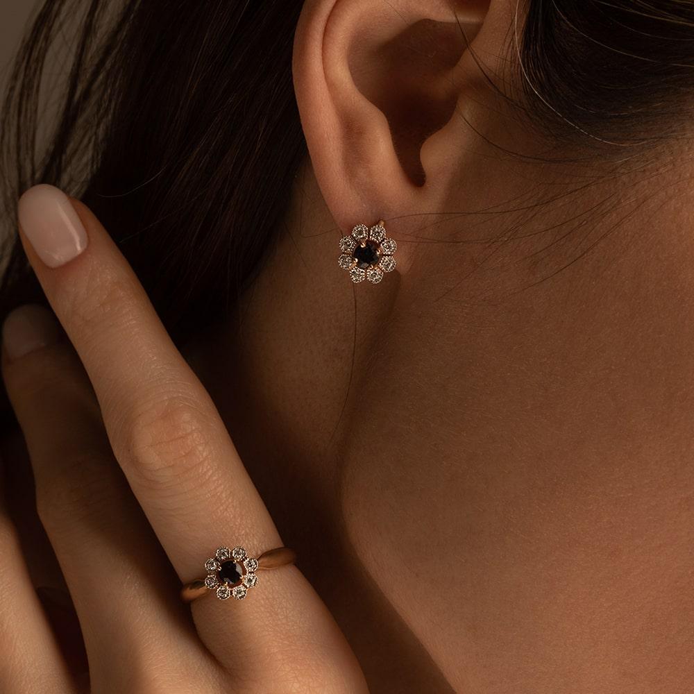 Серьги из красного золота с сапфирами 912028С