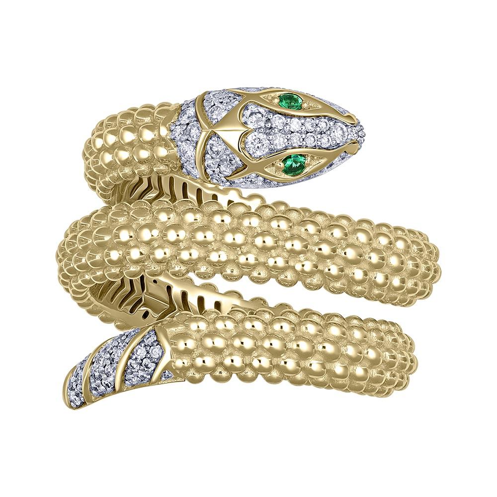 Кольцо из желтого золота с изумрудами и бриллиантами 931937И