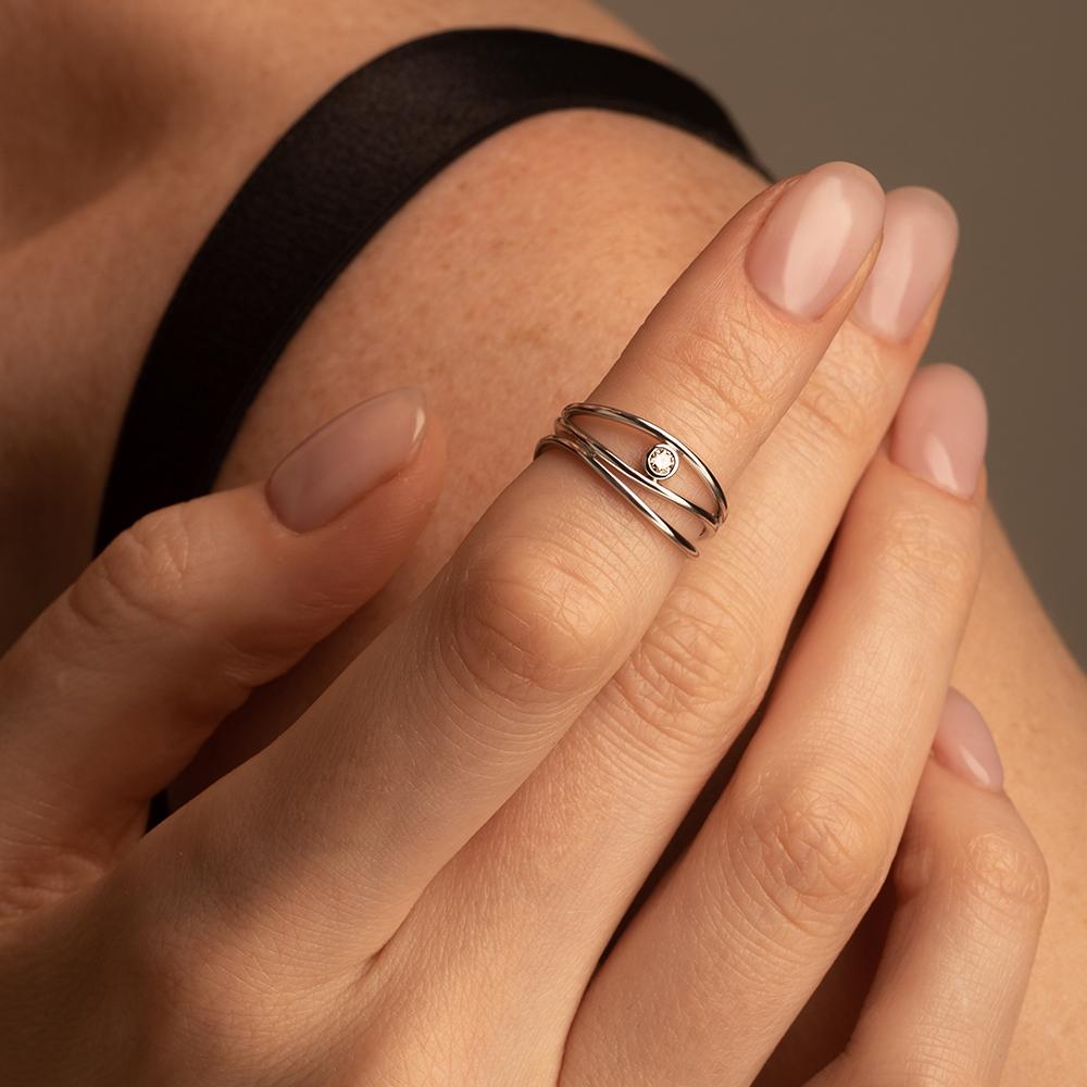 Кольцо из белого золота 585 пробы с бриллиантом 921487Б