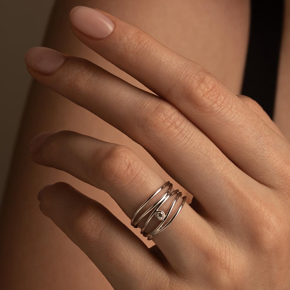 Кольцо из белого золота 585 пробы с бриллиантом 921493Б