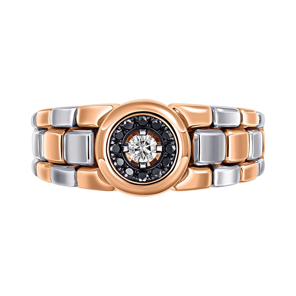 Кольцо из двух видов золота с бриллиантами 911924ЧБ