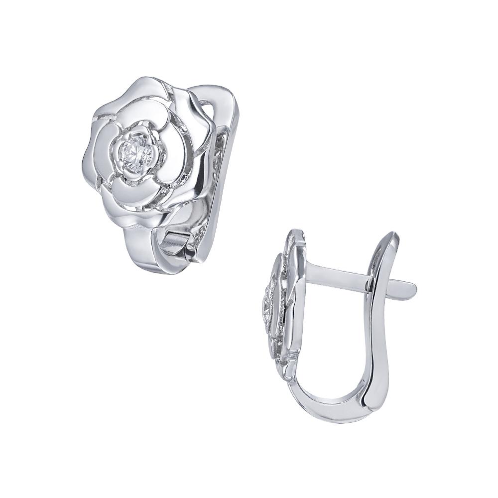 Серьги белое золото 585 пробы с бриллиантами 922663Б