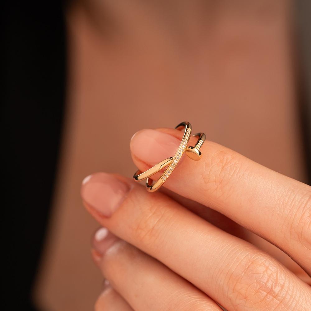 Кольцо-гвоздь с дорожкой бриллиантов 911733Б