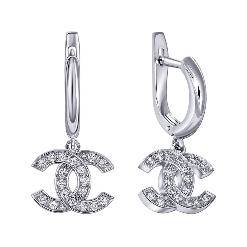 Серьги из белого золота с бриллиантами 922687Б