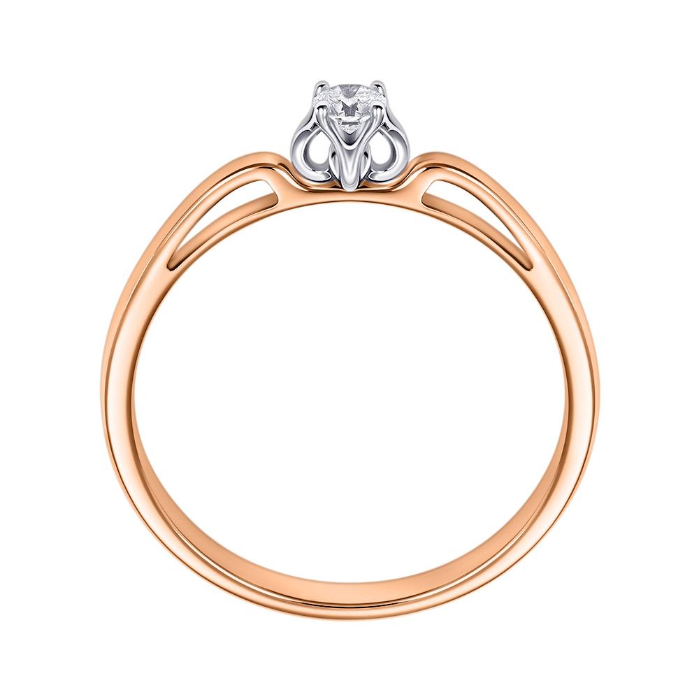 Кольцо из красного золота с бриллиантом и изумрудом 9111053Б