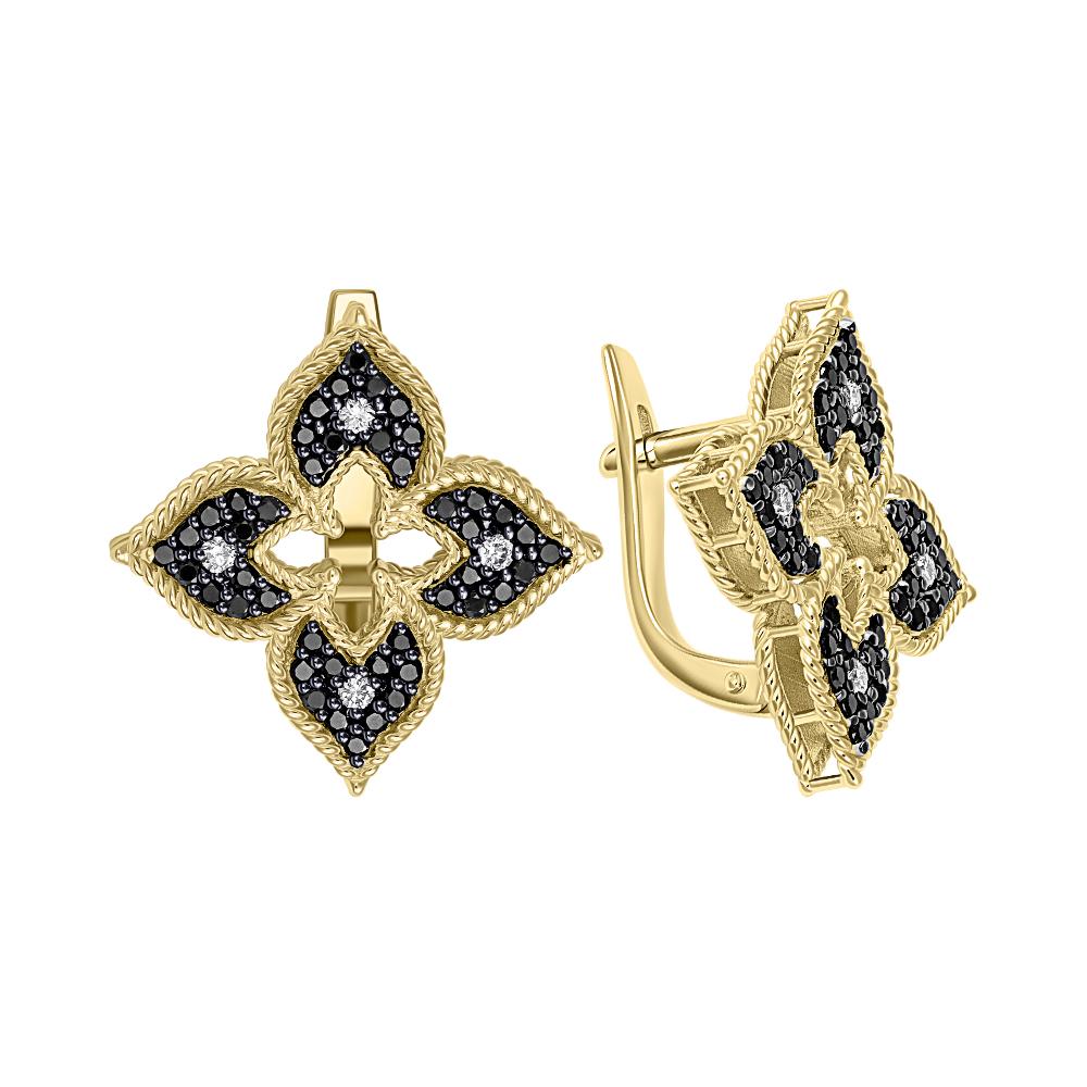 Серьги из желтого золота с бриллиантами 932753-2ЧБ