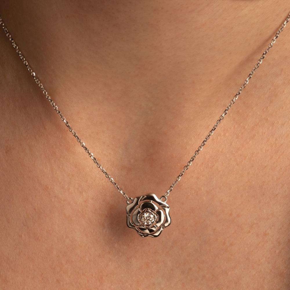 Колье белое золото 585 пробы с бриллиантами 927663Б