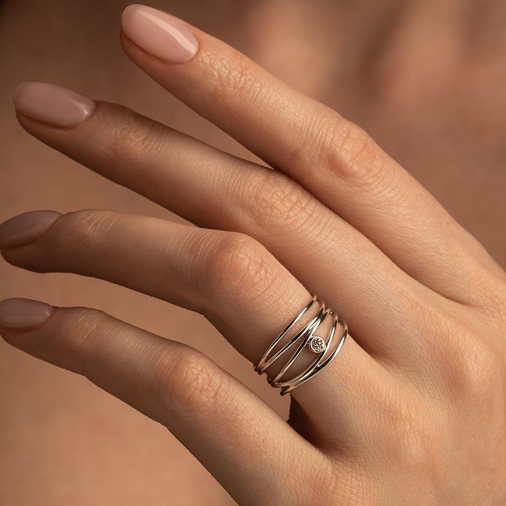 Кольцо из белого золота 585 пробы с бриллиантом 921493Б