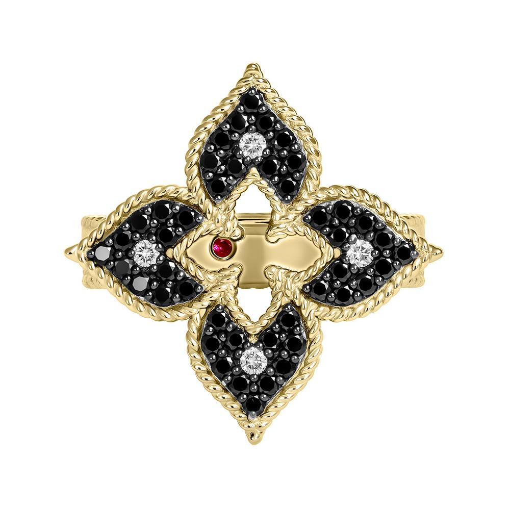 Кольцо из желтого золота с черными бриллиантами 931753-2ЧБ