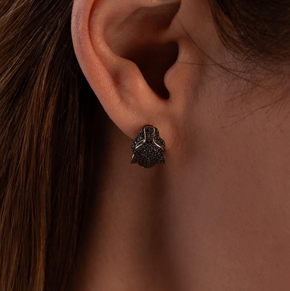 Серьги из золота с черными бриллиантами 932898ЧБ