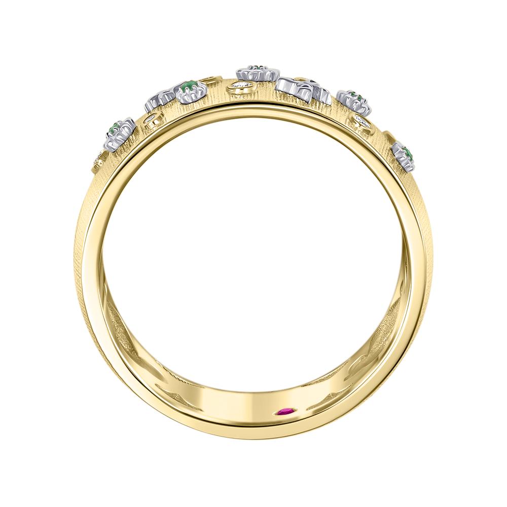 Кольцо из золота с бриллиантами и изумрудами 9311096К