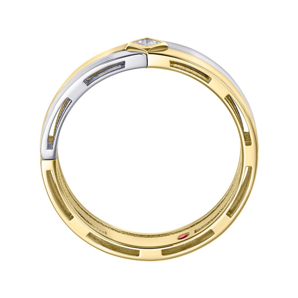 Кольцо комбинированное с бриллиантом и рубином 9311060Б