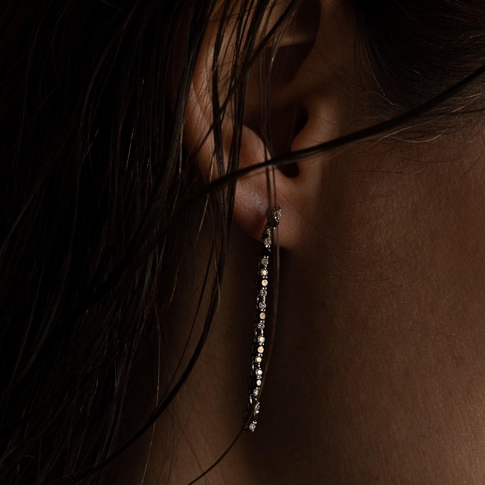 Серьги из белого золота 585 пробы с бриллиантами 922242ЧБ