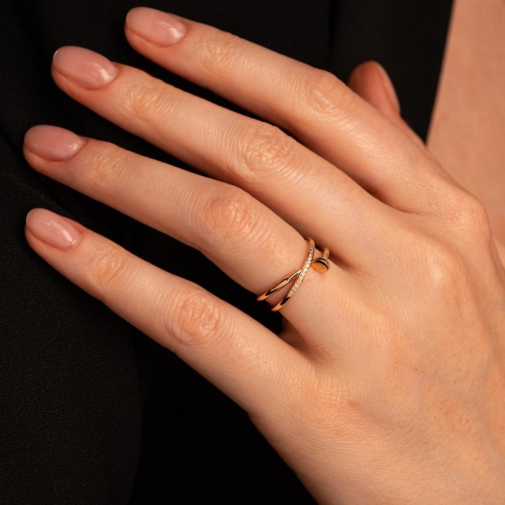 Кольцо-гвоздь с дорожкой бриллиантов 911733Б