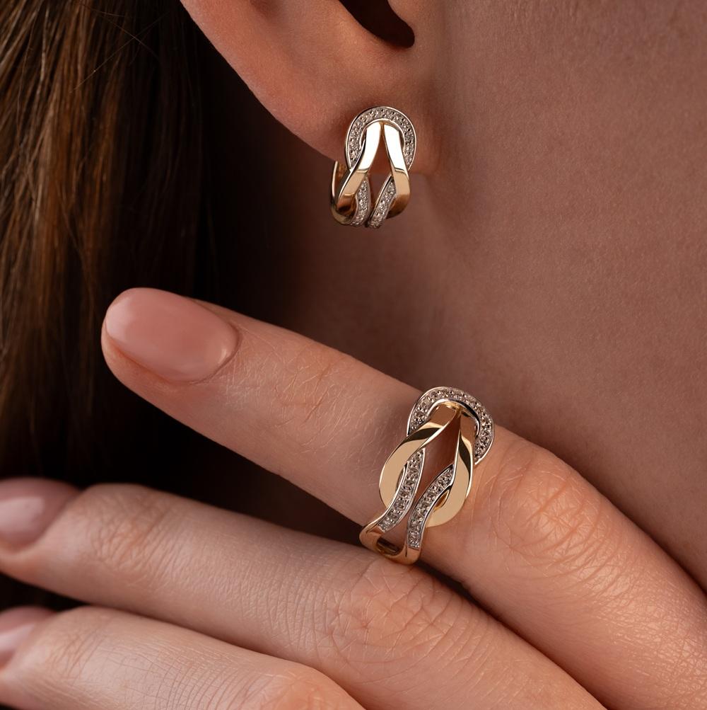 Дизайнерские серьги из золота с бриллиантами 932968Б