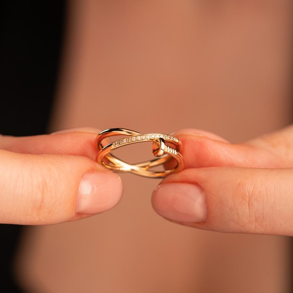 Кольцо-гвоздь с дорожкой бриллиантов 911733Б