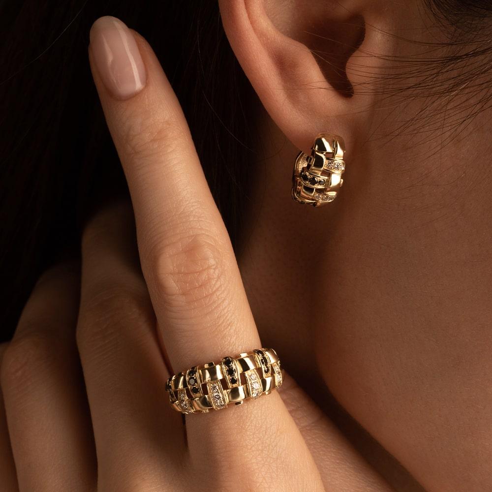 Серьги из желтого золота 585 пробы с бриллиантами 932790ЧБ