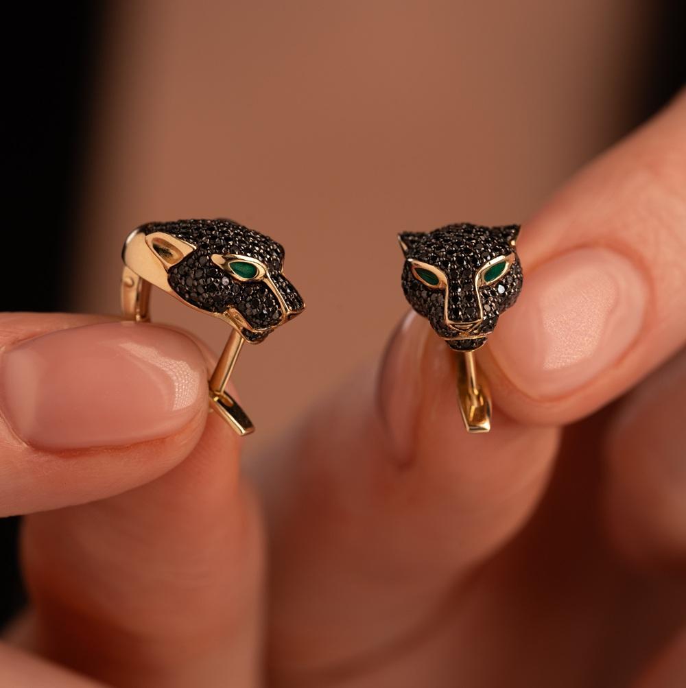 Серьги из золота с черными бриллиантами 932898ЧБ