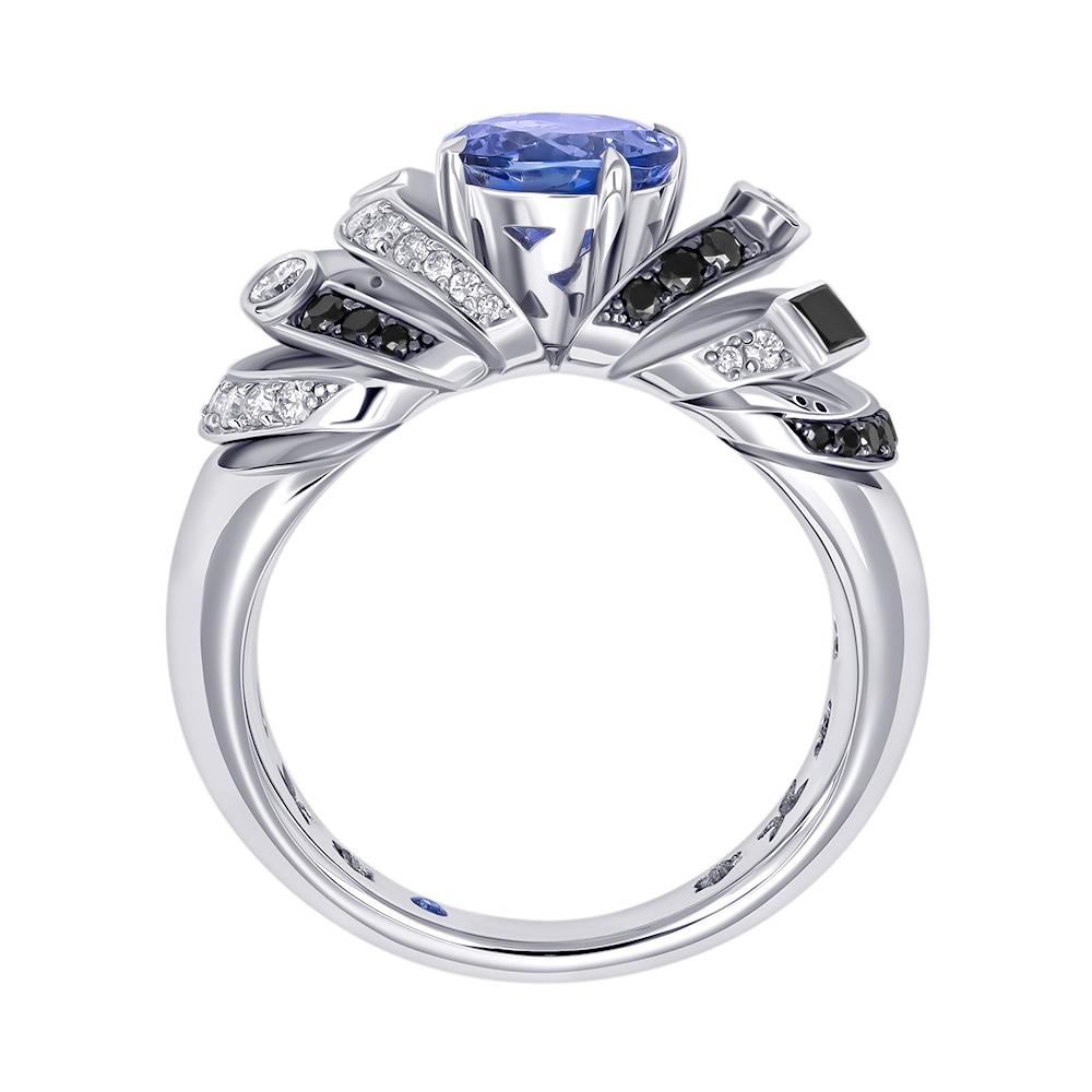 Дизайнерское кольцо с бриллиантами и танзанитом 9211106К