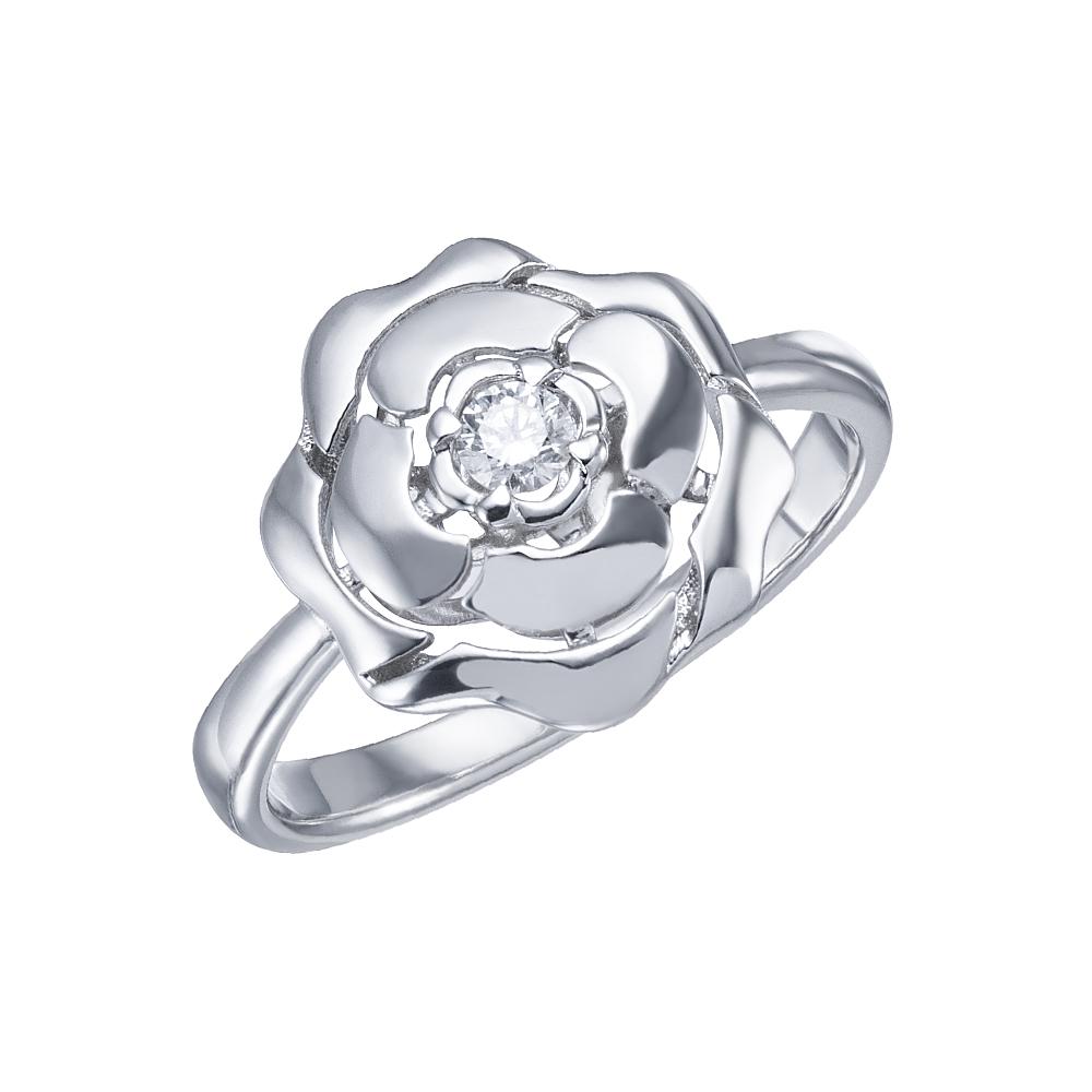 Кольцо белое золото 585 пробы с бриллиантом 921663Б