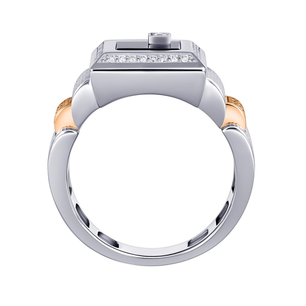 Кольцо с черными и белыми бриллиантами и ониксом 921974ЧБ 