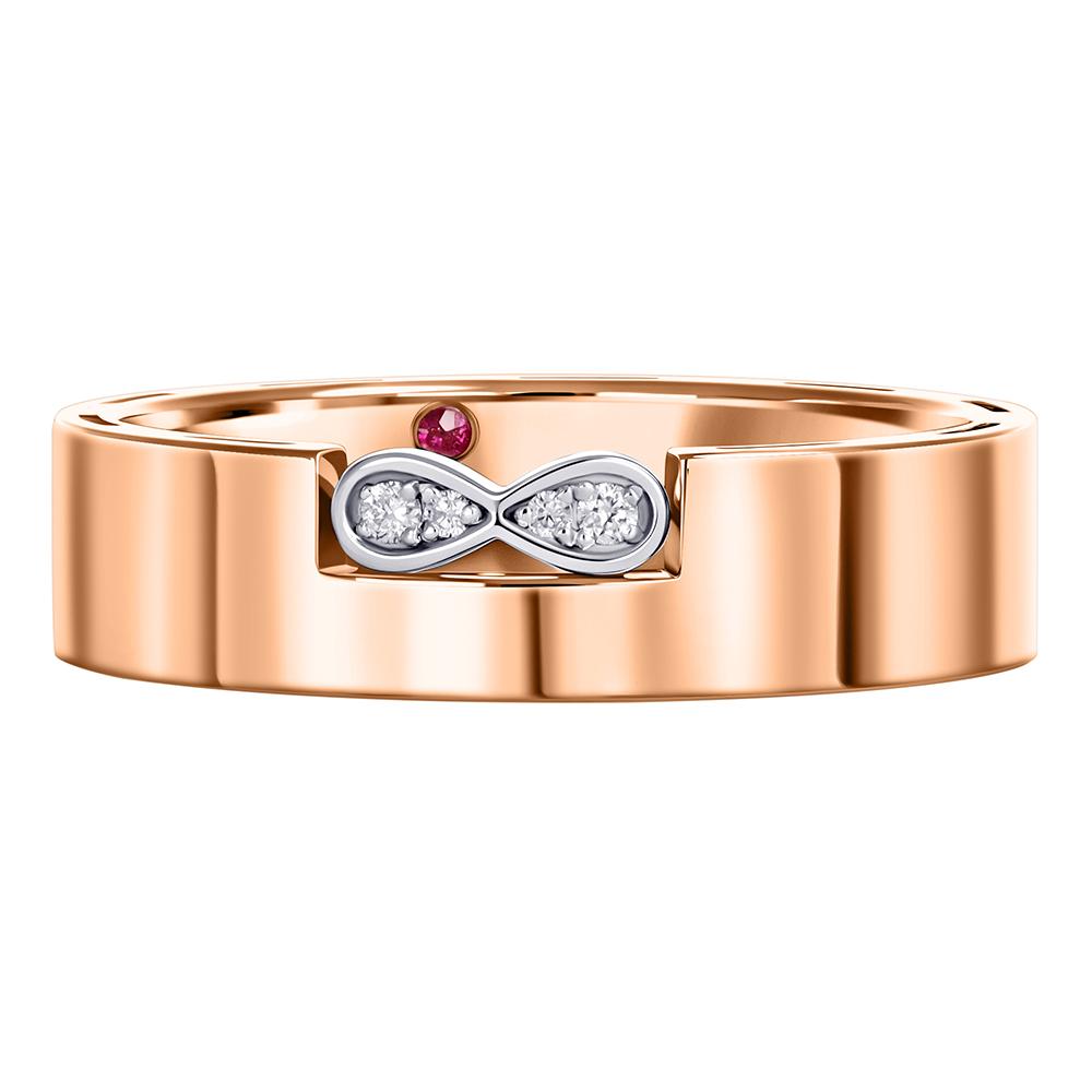 Кольцо из красного и белого золота с бриллиантами 9111072Б