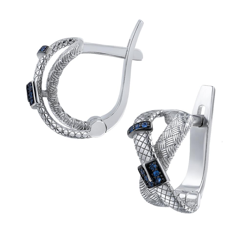 Серьги из белого золота 585 пробы с сапфирами 922726С