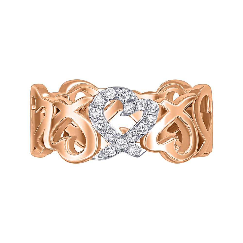 Кольцо из золота с плетеным узором и бриллиантами 911885Б