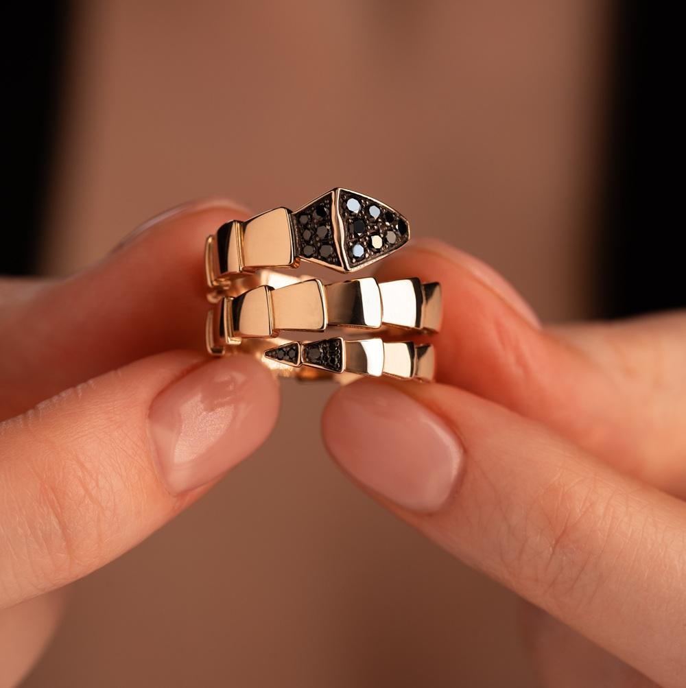 Кольцо с черными бриллиантами 911598ЧБ