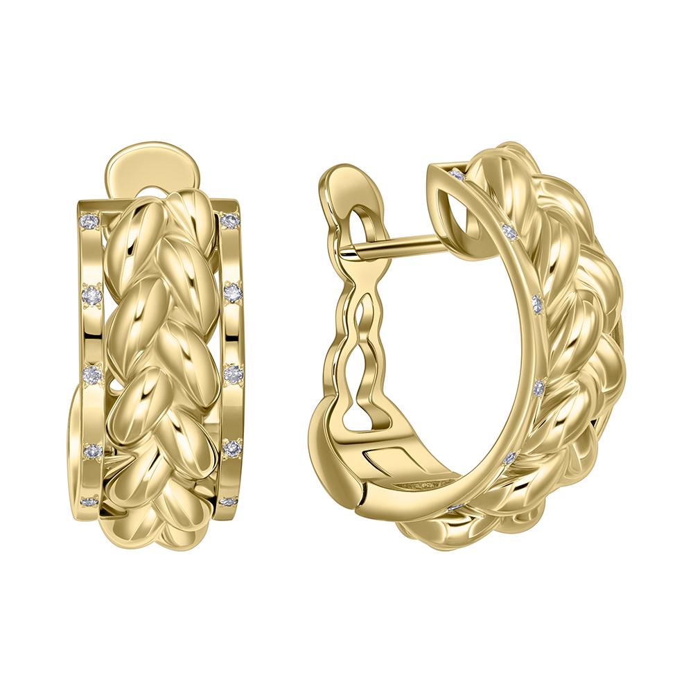 Серьги из желтого золота с бриллиантами 932692Б