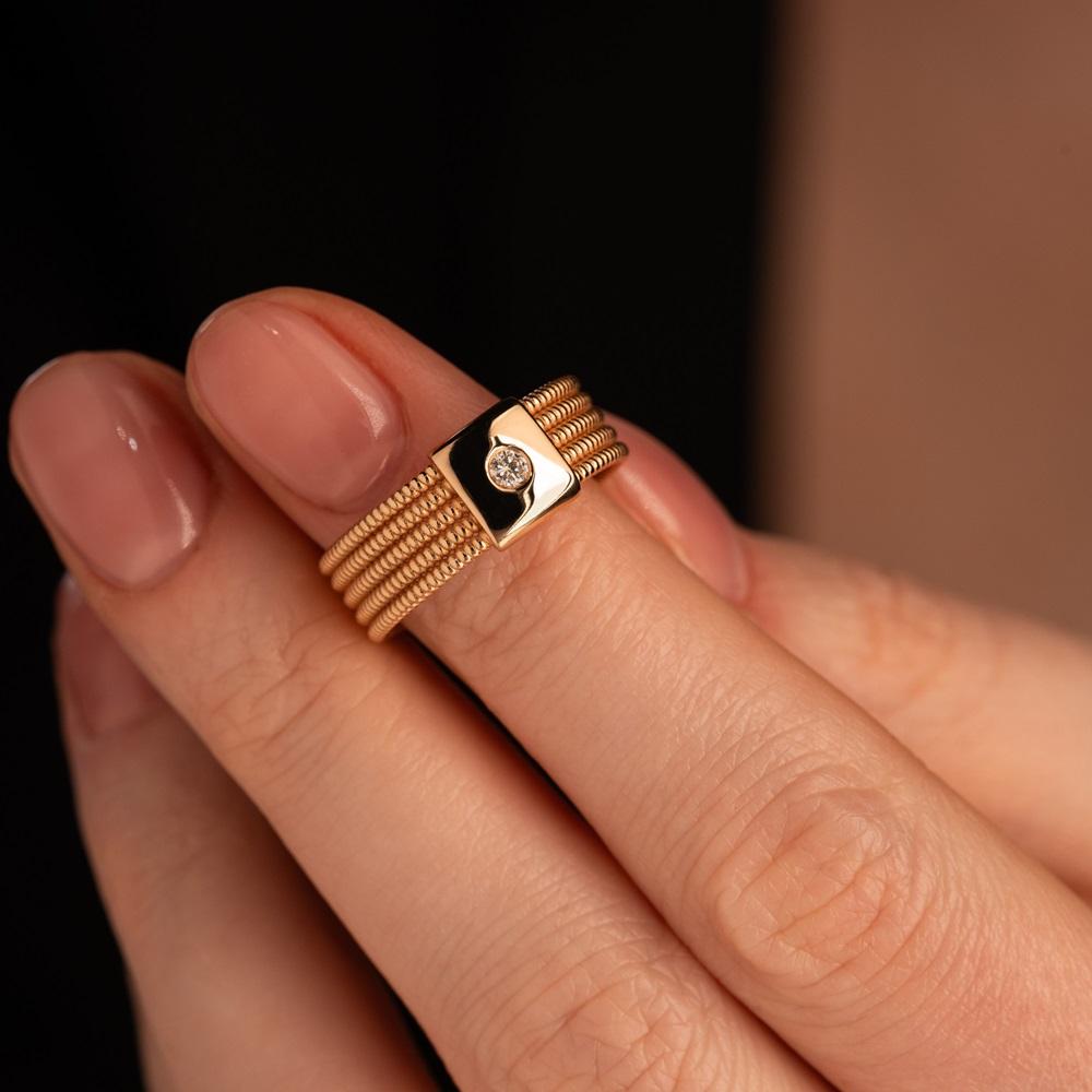 Кольцо из красного золота с бриллиантом 911465Б