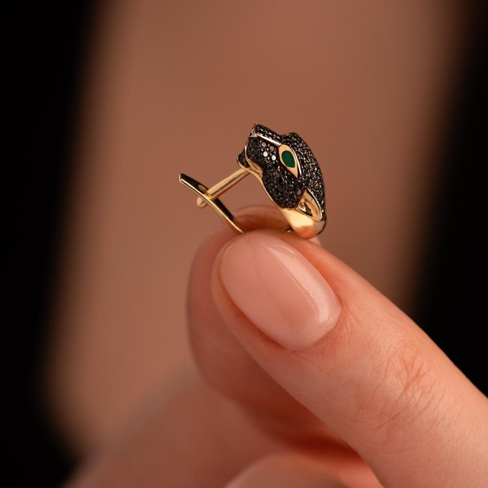 Серьги из золота с черными бриллиантами 932898ЧБ