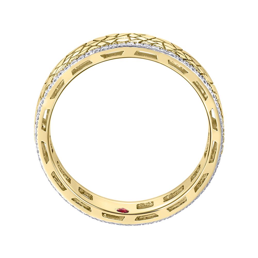 Кольцо из желтого золота с бриллиантами и рубином 9311069Б